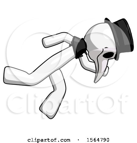 White Plague Doctor Man Running While Falling down by Leo Blanchette