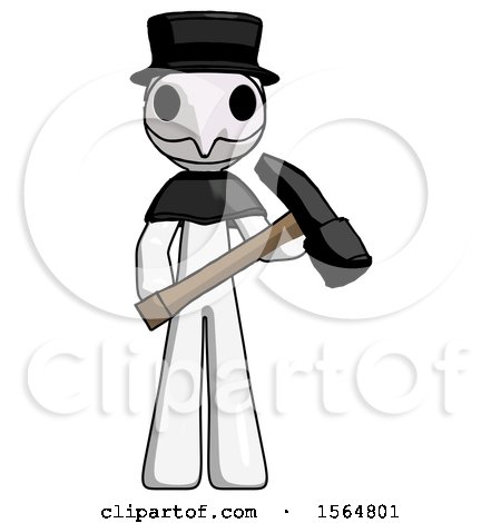 White Plague Doctor Man Holding Hammer Ready to Work by Leo Blanchette