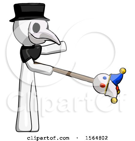 White Plague Doctor Man Holding Jesterstaff - I Dub Thee Foolish Concept by Leo Blanchette