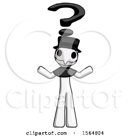 White Plague Doctor Man with Question Mark Above Head, Confused by Leo Blanchette