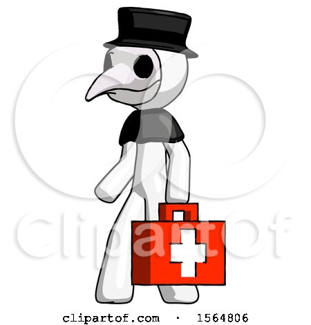 White Plague Doctor Man Walking with Medical Aid Briefcase to Left by Leo Blanchette