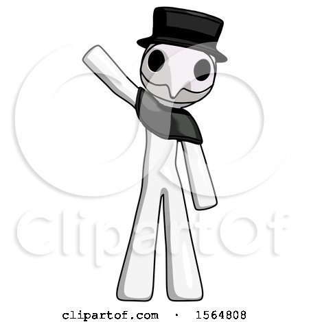White Plague Doctor Man Waving Emphatically with Right Arm by Leo Blanchette