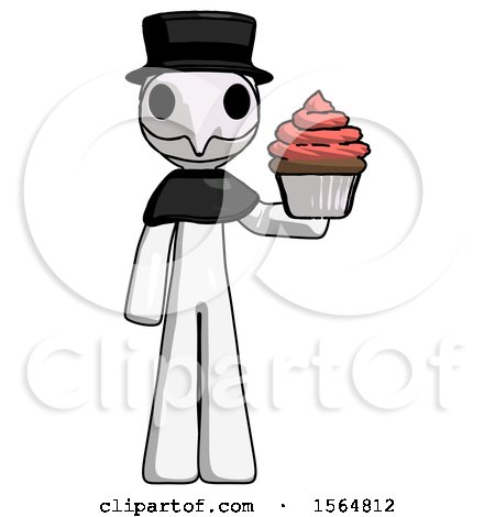 White Plague Doctor Man Presenting Pink Cupcake to Viewer by Leo Blanchette