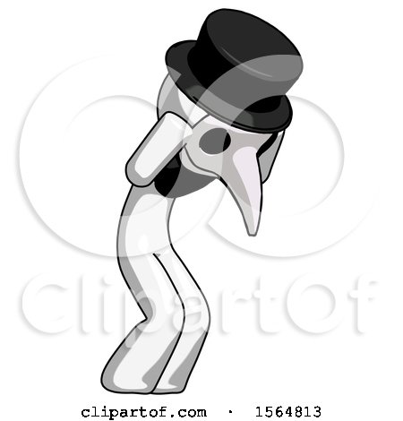 White Plague Doctor Man with Headache or Covering Ears Turned to His Right by Leo Blanchette