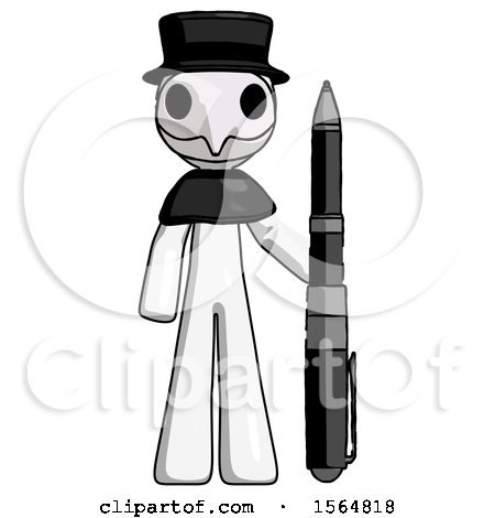 White Plague Doctor Man Holding Large Pen by Leo Blanchette