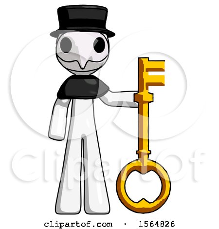 White Plague Doctor Man Holding Key Made of Gold by Leo Blanchette