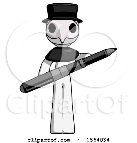 White Plague Doctor Man Posing Confidently with Giant Pen by Leo Blanchette