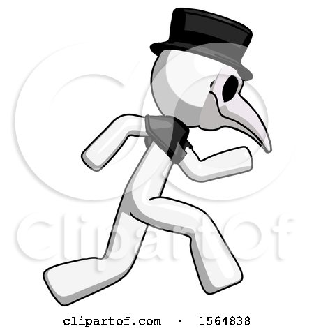 White Plague Doctor Man Running Fast Right by Leo Blanchette