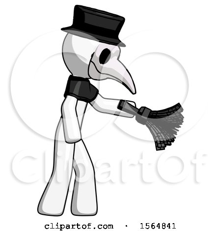 White Plague Doctor Man Dusting with Feather Duster Downwards by Leo Blanchette