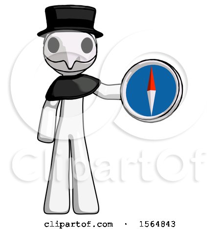 White Plague Doctor Man Holding a Large Compass by Leo Blanchette