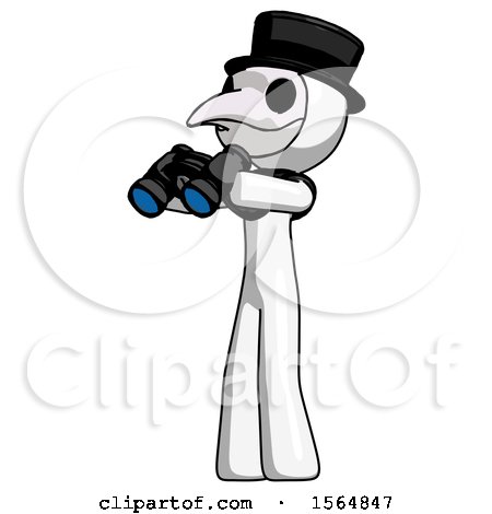 White Plague Doctor Man Holding Binoculars Ready to Look Left by Leo Blanchette