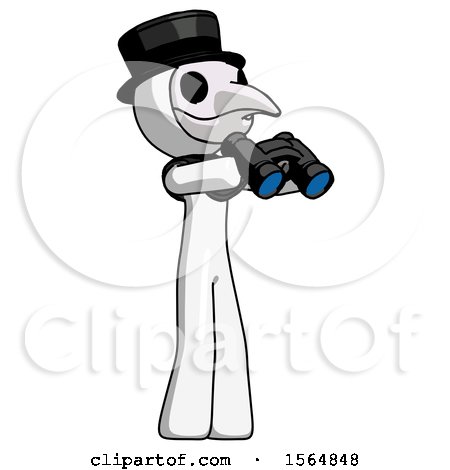 White Plague Doctor Man Holding Binoculars Ready to Look Right by Leo Blanchette