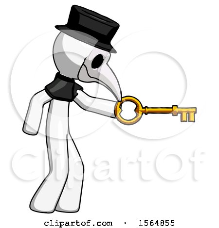 White Plague Doctor Man with Big Key of Gold Opening Something by Leo Blanchette