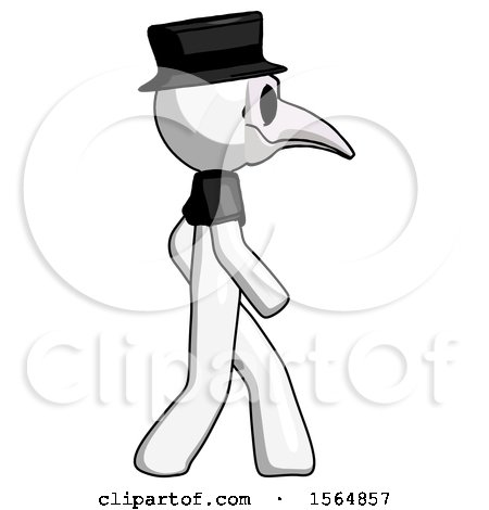 White Plague Doctor Man Walking Right Side View by Leo Blanchette