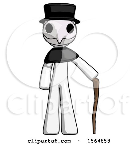 White Plague Doctor Man Standing with Hiking Stick by Leo Blanchette