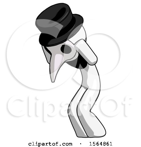 White Plague Doctor Man with Headache or Covering Ears Turned to His Left by Leo Blanchette