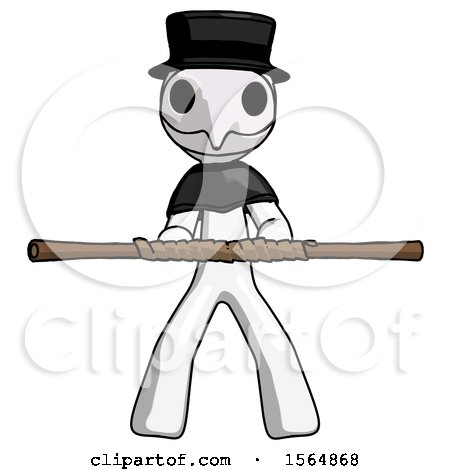 White Plague Doctor Man Bo Staff Kung Fu Defense Pose by Leo Blanchette