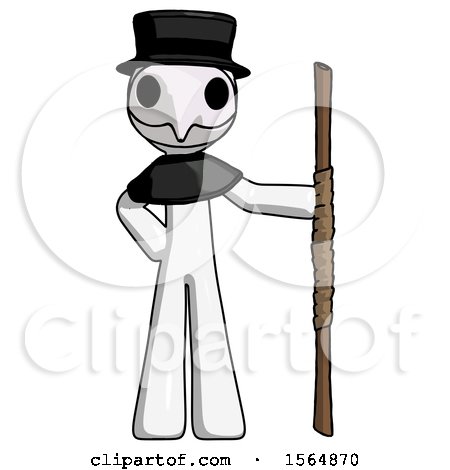 White Plague Doctor Man Holding Staff or Bo Staff by Leo Blanchette