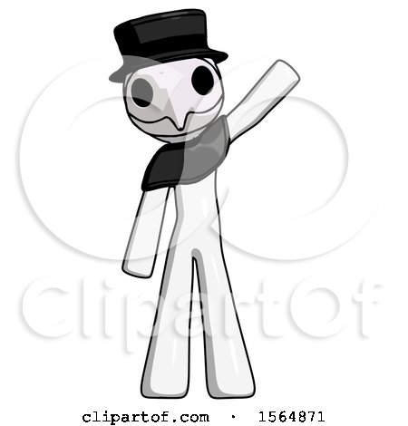 White Plague Doctor Man Waving Emphatically with Left Arm by Leo Blanchette