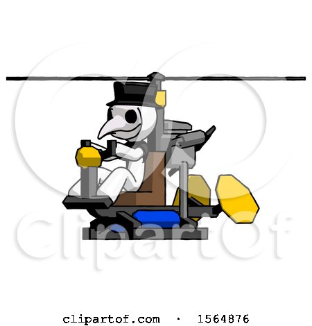 White Plague Doctor Man Flying in Gyrocopter Front Side Angle View by Leo Blanchette