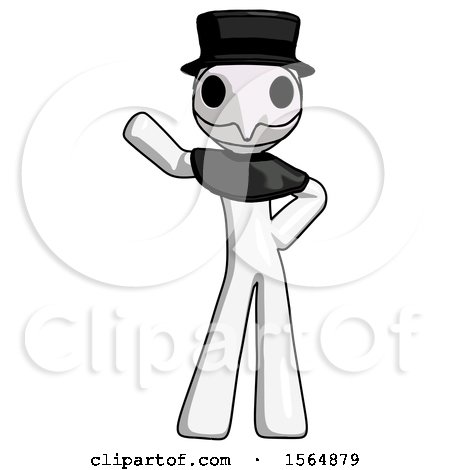 White Plague Doctor Man Waving Right Arm with Hand on Hip by Leo Blanchette