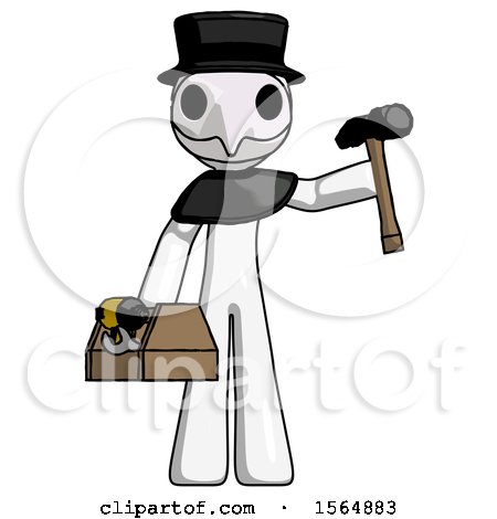 White Plague Doctor Man Holding Tools and Toolchest Ready to Work by Leo Blanchette