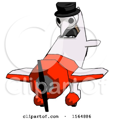 White Plague Doctor Man in Geebee Stunt Plane Descending Front Angle View by Leo Blanchette