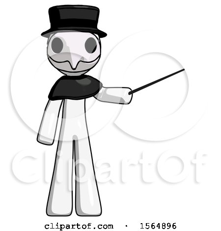 White Plague Doctor Man Teacher or Conductor with Stick or Baton Directing by Leo Blanchette