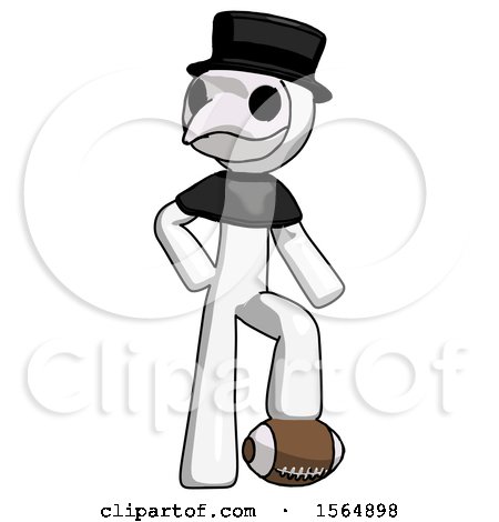 White Plague Doctor Man Standing with Foot on Football by Leo Blanchette