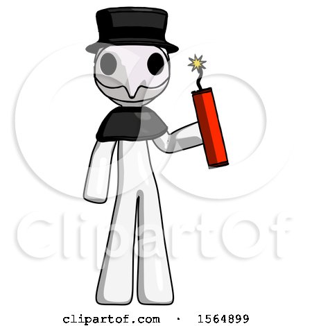 White Plague Doctor Man Holding Dynamite with Fuse Lit by Leo Blanchette