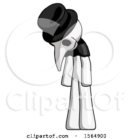 White Plague Doctor Man Depressed with Head down Turned Left by Leo Blanchette