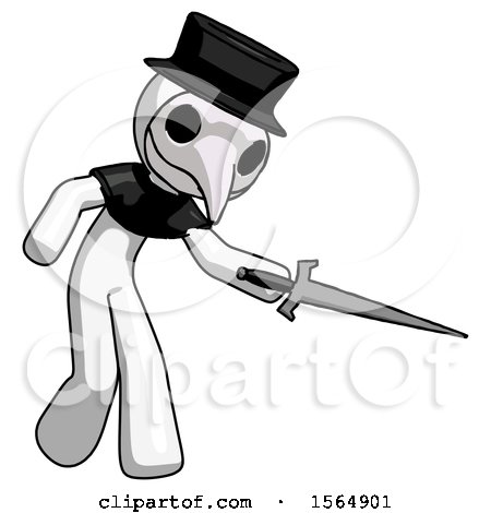 White Plague Doctor Man Sword Pose Stabbing or Jabbing by Leo Blanchette