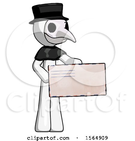 White Plague Doctor Man Presenting Large Envelope by Leo Blanchette