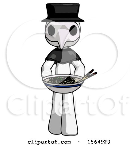 White Plague Doctor Man Serving or Presenting Noodles by Leo Blanchette