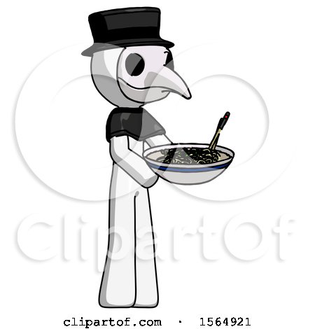 White Plague Doctor Man Holding Noodles Offering to Viewer by Leo Blanchette
