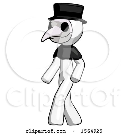 White Plague Doctor Man Man Walking Turned Left Front View by Leo Blanchette
