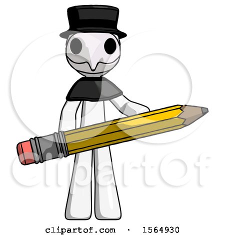 White Plague Doctor Man Writer or Blogger Holding Large Pencil by Leo Blanchette