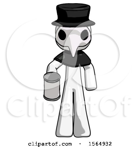 White Plague Doctor Man Begger Holding Can Begging or Asking for Charity by Leo Blanchette