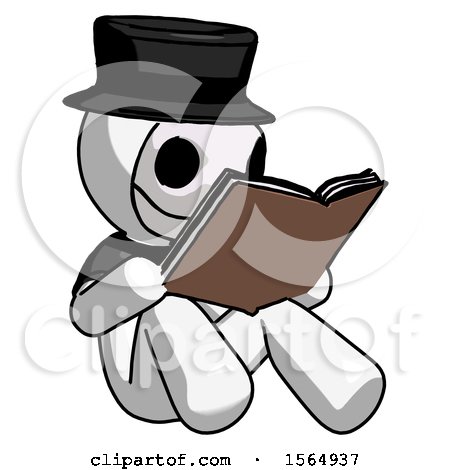 White Plague Doctor Man Reading Book While Sitting down by Leo Blanchette
