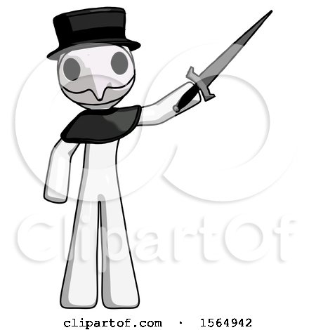 White Plague Doctor Man Holding Sword in the Air Victoriously by Leo Blanchette