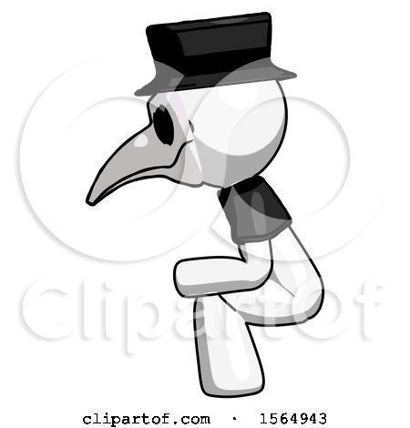 White Plague Doctor Man Squatting Facing Left by Leo Blanchette