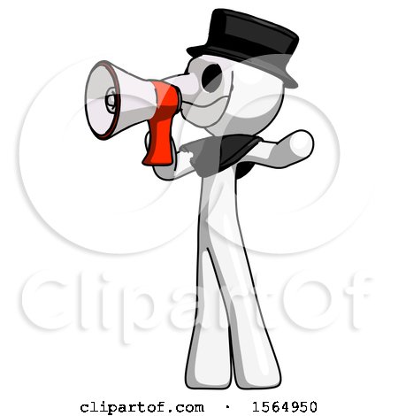 White Plague Doctor Man Shouting into Megaphone Bullhorn Facing Left by Leo Blanchette