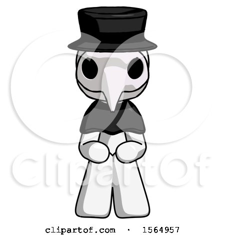 White Plague Doctor Man Squatting Facing Front by Leo Blanchette