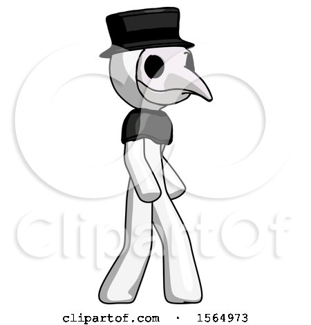 White Plague Doctor Man Walking Turned Right Front View by Leo Blanchette