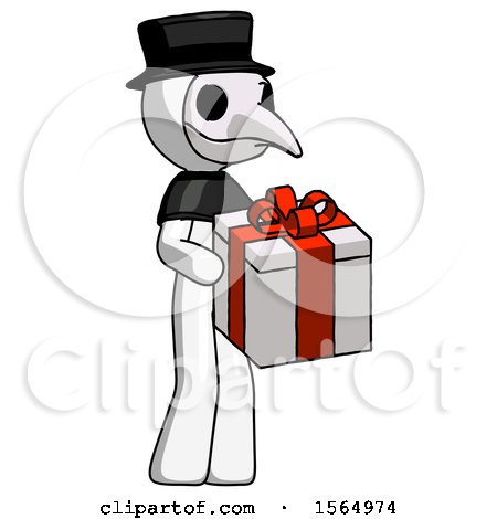 White Plague Doctor Man Giving a Present by Leo Blanchette