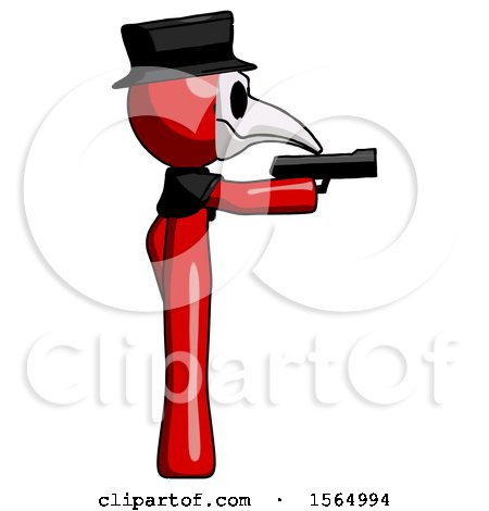 Red Plague Doctor Man Firing a Handgun by Leo Blanchette