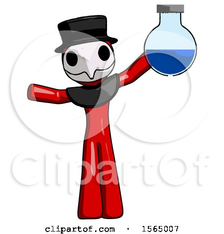 Red Plague Doctor Man Holding Large Round Flask or Beaker by Leo Blanchette