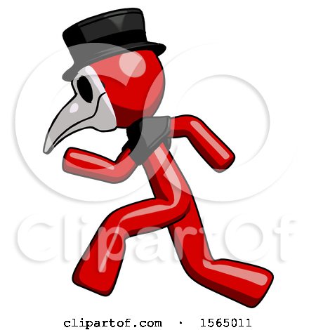 Red Plague Doctor Man Running Fast Left by Leo Blanchette