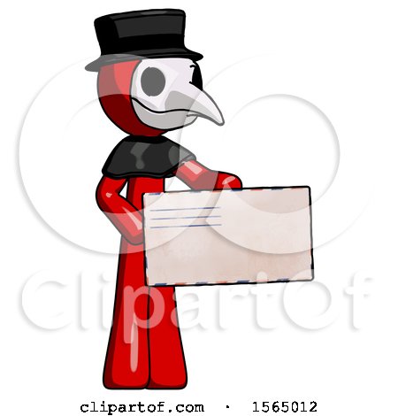 Red Plague Doctor Man Presenting Large Envelope by Leo Blanchette