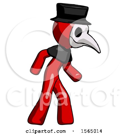Red Plague Doctor Man Suspense Action Pose Facing Right by Leo Blanchette
